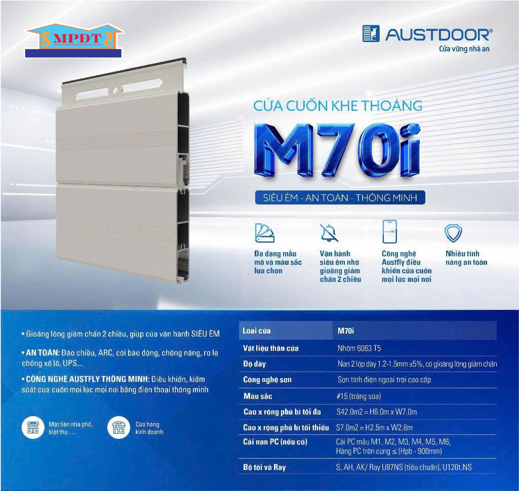 Cửa Cuốn Austdoor khe thoáng MEGA M70i